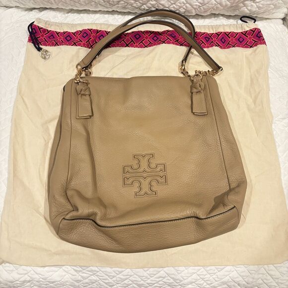 Tory Burch Harper Tote in Vintage Camel Soft Pebble Leather TanDust Bag